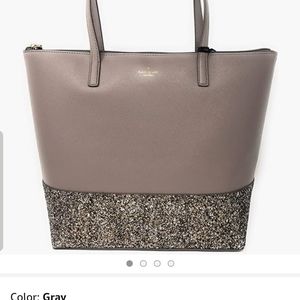 New WOT KATE SPADE GRAY GLITTER Large tote